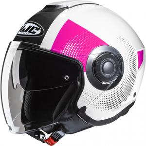 Otevřená helma na motorku HJC i40N Pyle MC8 růžovo-černo-bílá