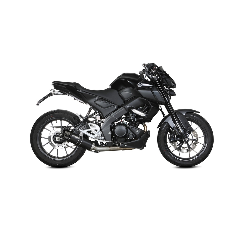 Výfuk kompletní 1x1 STORM GP Černý s uhlíkovou koncovkou pro YAMAHA YZF-R 125 2019-2026, YAMAHA MT 125 2015-2024