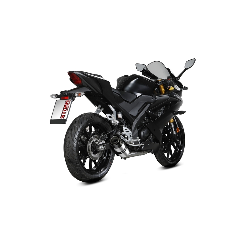Výfuk kompletní 1x1 STORM GP Stainless Steel with carbon cap pro YAMAHA YZF-R 125 2019-2024, YAMAHA MT 125 2015-2024
