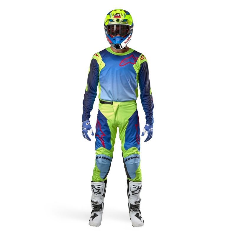 Motokrosový dres Alpinestars Racer Hoen fluo žluto-modro-červený