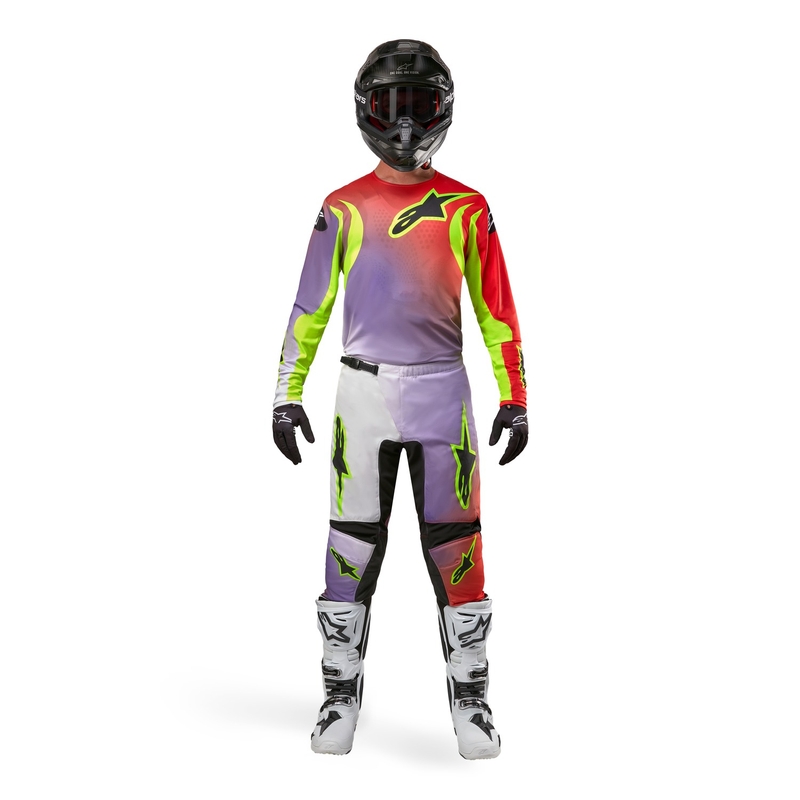 Motokrosový dres Alpinestars Fluid Lucent bílo-fialovo-červeno-fluo žluto-černý