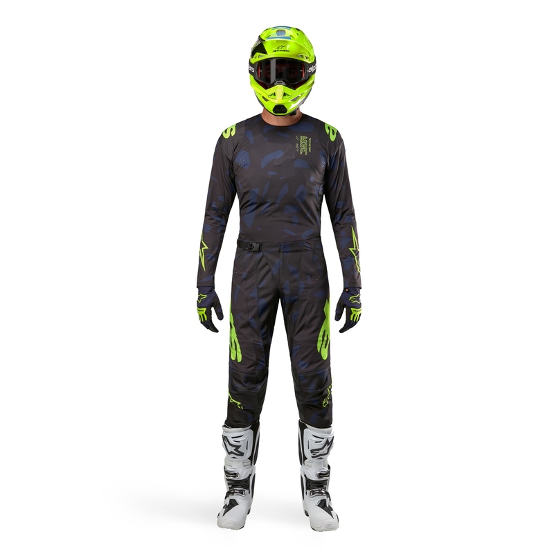 Motokrosový dres Alpinestars Techstar Rantera černo-modro-fluo žlutý