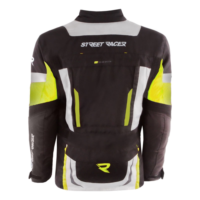Bunda na motorku Street Racer Hilax černo-šedo-fluo žlutá