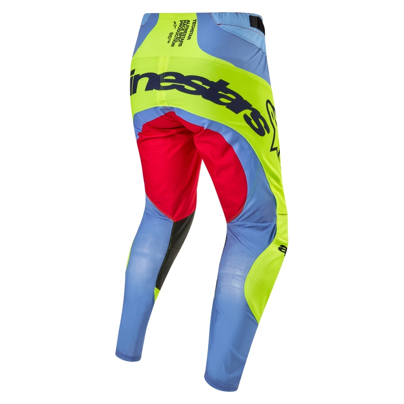 Motokrosové kalhoty Alpinestars Techstar Ocuri světle modro-fluo žluto-červené