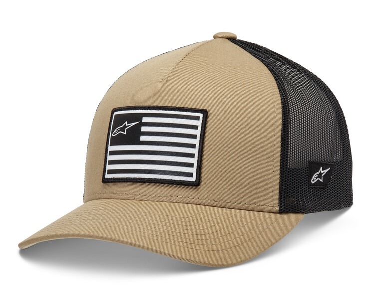 Kšiltovka Alpinestars Flag Snap Hat pískovo-černo-bílá