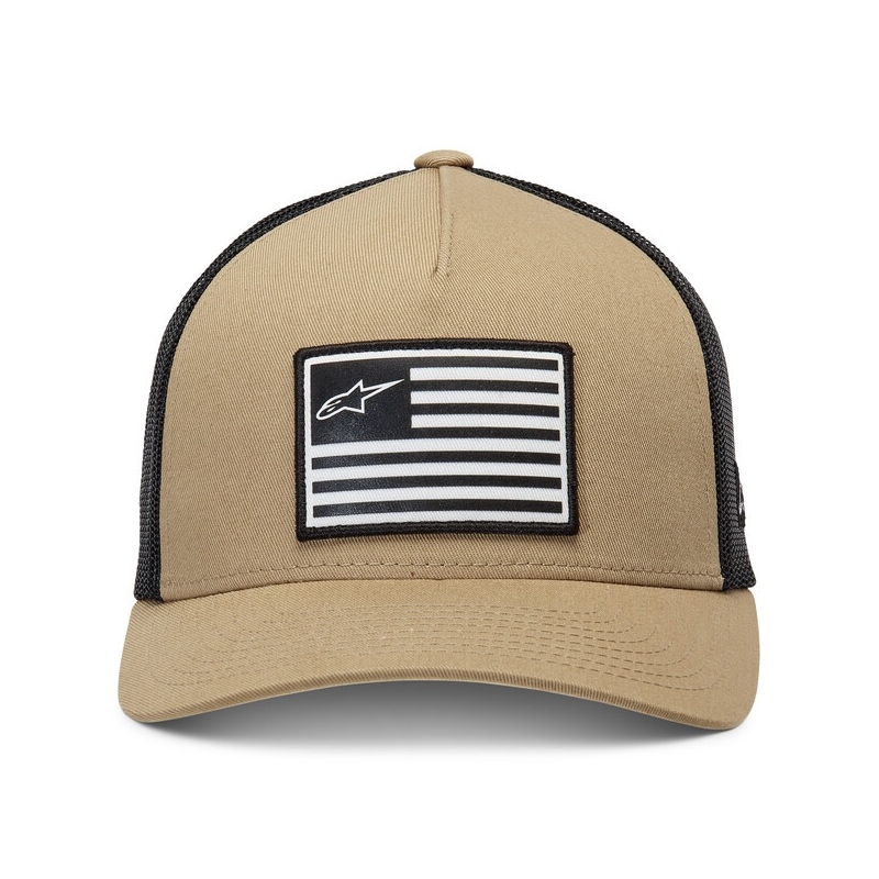 Kšiltovka Alpinestars Flag Snap Hat pískovo-černo-bílá