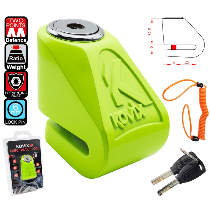 Zámek na kotoučovou brzdu KOVIX KN1 fluo žlutý