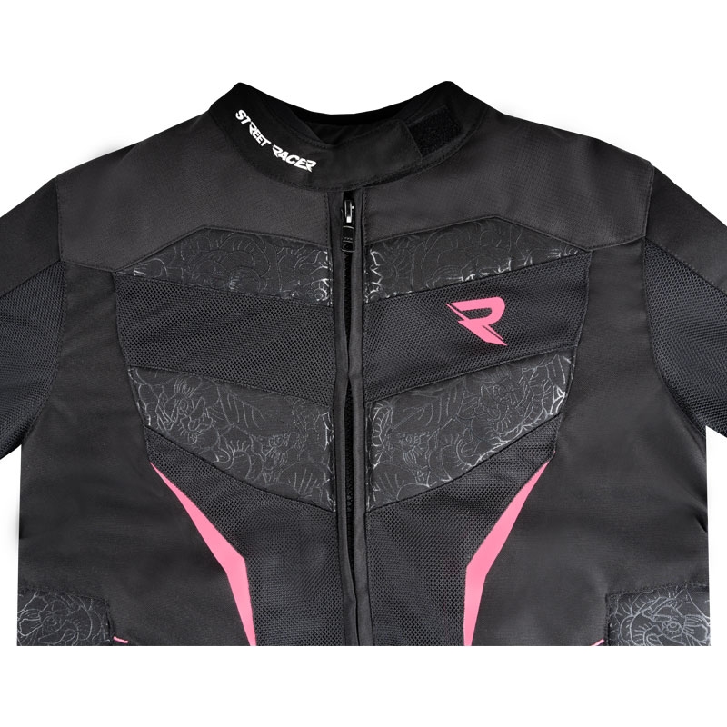 Dámská bunda na motorku Street Racer Rose Air černo-růžová