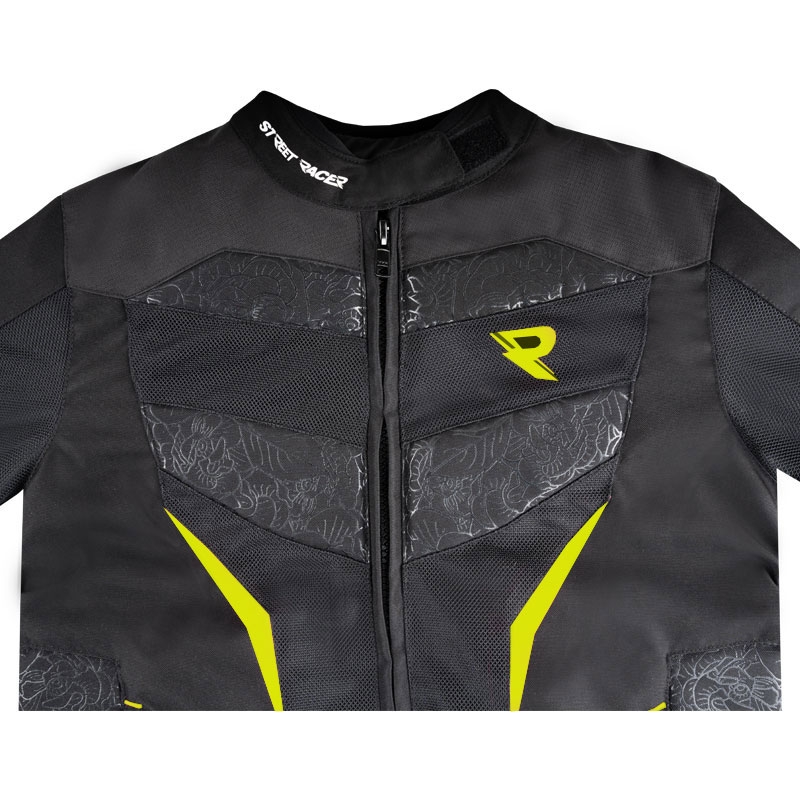 Dámská bunda na motorku Street Racer Rose Air černo-fluo žlutá