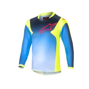 Dětský motokrosový dres Alpinestars Racer Hoen 2024 žluto fluo-tmavě modrý