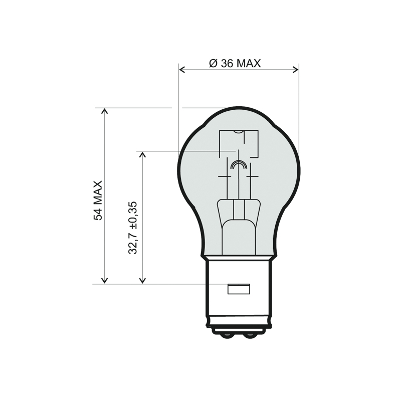 Lamp RMS 12V 45/40W BA20D - white (10pcs)