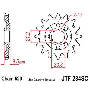 Řetězové kolečko JT JTF 284-13SC 13 zubů, 520 Samočistící, Nízká hmotnost