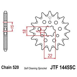 Řetězové kolečko JT JTF 1445-12SC 12 zubů, 520 Samočistící, Nízká hmotnost