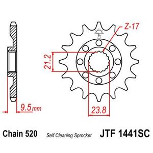 Řetězové kolečko JT JTF 1441-13SC 13 zubů, 520 Samočistící, Nízká hmotnost