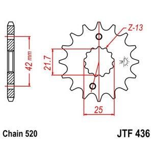 Řetězové kolečko JT JTF 436-13 13 zubů, 520