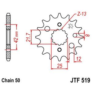 Řetězové kolečko JT JTF 519-16 16 zubů, 530