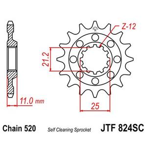 Řetězové kolečko JT JTF 824-13SC 13 zubů, 520 Samočistící, Nízká hmotnost