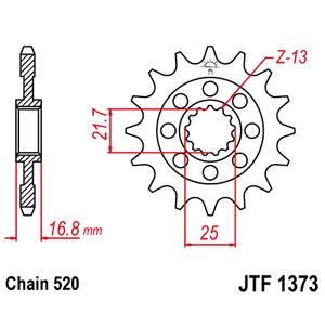 Řetězové kolečko JT JTF 1373-16RB 16 zubů, 520 pogumované