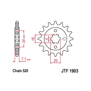 Řetězové kolečko JT JTF 1903-14 14 zubů, 520
