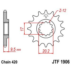 Řetězové kolečko JT JTF 1906-15 15 zubů, 420