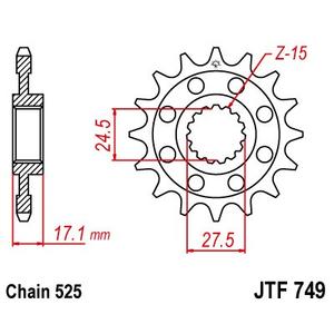 Řetězové kolečko JT JTF 749-15 15 zubů, 525