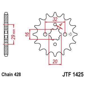 Řetězové kolečko JT JTF 1425-14 14 zubů, 428