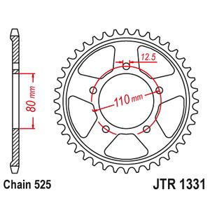 Řetězová rozeta JT JTR 1331-42ZBK 42T, nt((525) Černý zinek