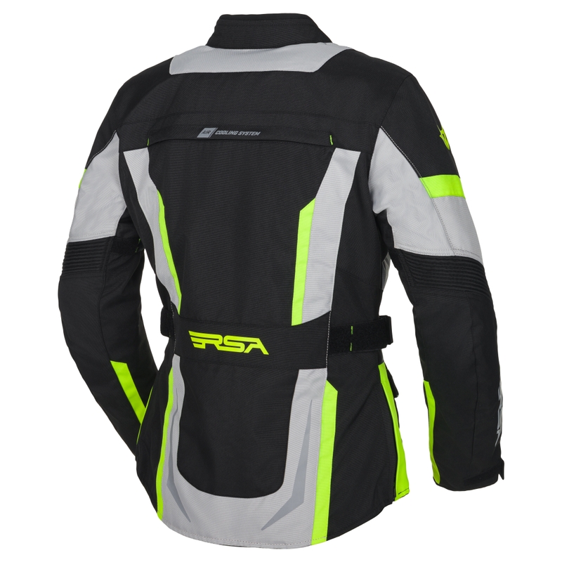 Dámská bunda na motorku RSA EXO 2 černo-šedo-fluo žlutá
