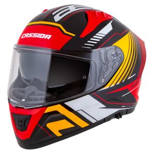 Integrální helma na motorku Cassida Aero Drome perleťově černo-oranžovo-červeno-bílá