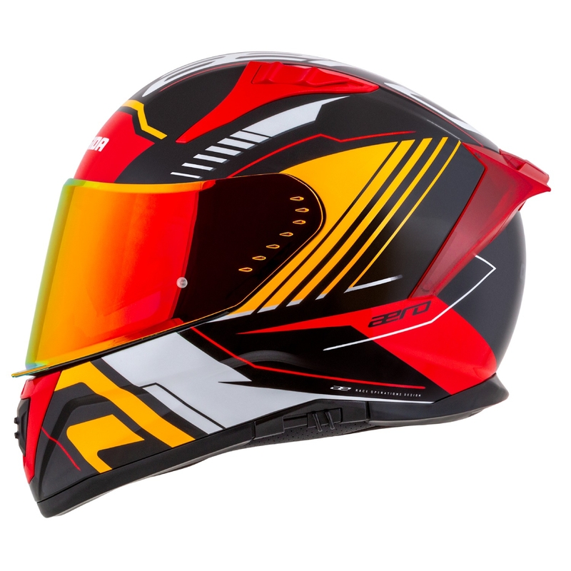 Integrální helma na motorku Cassida Aero Drome perleťově černo-oranžovo-červeno-bílá