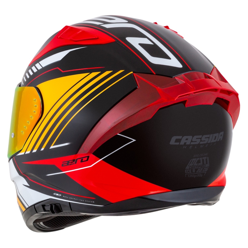 Integrální helma na motorku Cassida Aero Drome perleťově černo-oranžovo-červeno-bílá