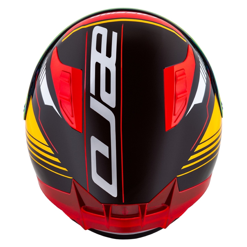 Integrální helma na motorku Cassida Aero Drome perleťově černo-oranžovo-červeno-bílá