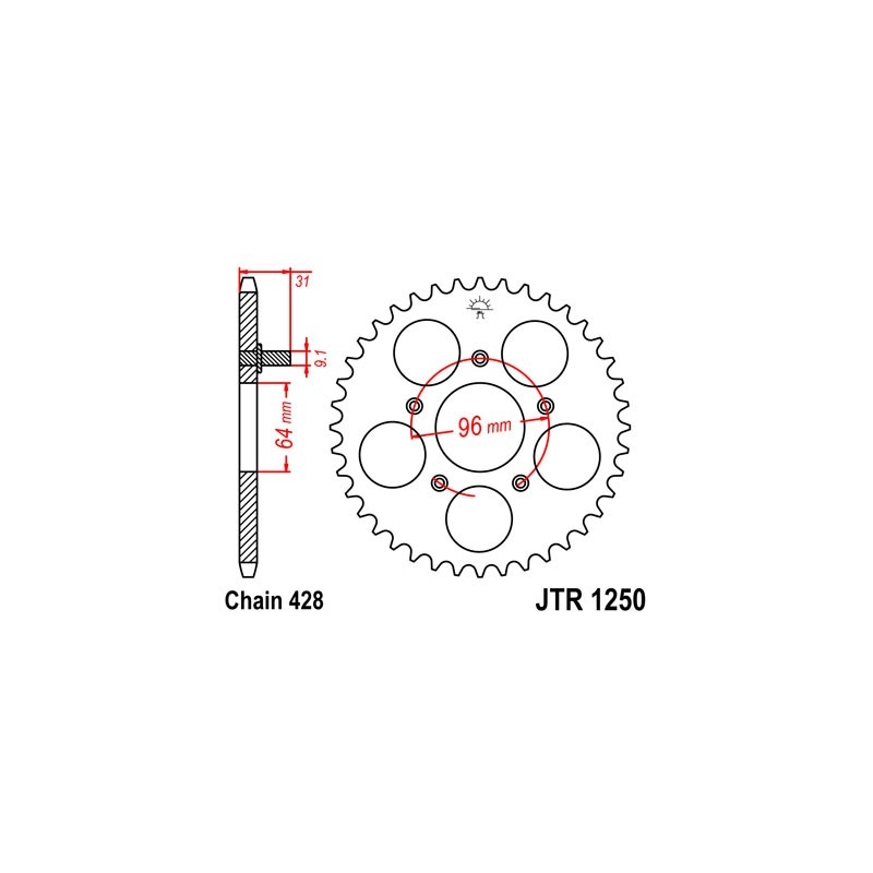 Řetězová rozeta JT 56 zubů, 428