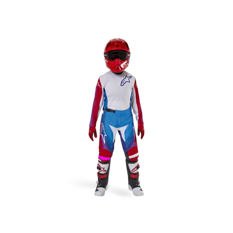 Dětské motokrosové kalhoty Alpinestars Racer Pneuma 2024 bílo-modro-červené