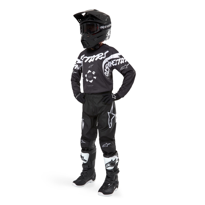 Dětské motokrosové kalhoty Alpinestars Racer Hana 2024 černo-bílé