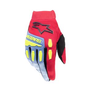 Dětské motokrosové rukavice Alpinestars Full Bore 2024 světle modro-červeno-fluo žluto-černé