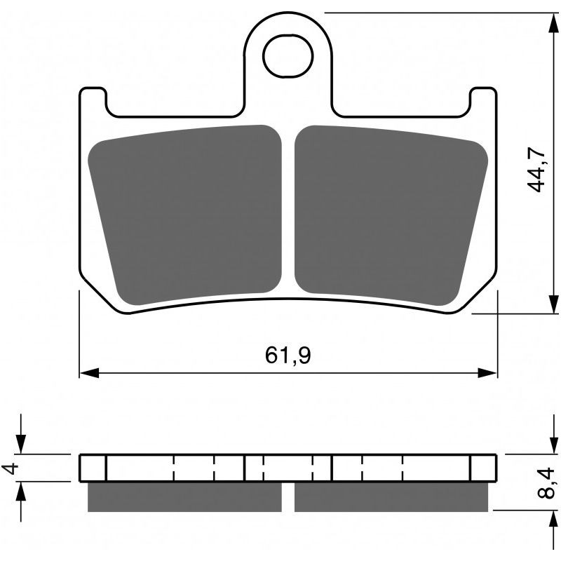 Brzdové destičky GOLDFREN GP6 (1 set = 2pcs small, 2pcs large)