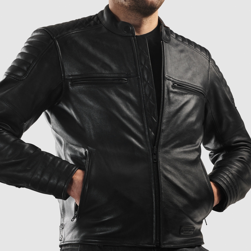 Kožená bunda na motorku Rebelhorn Hunter II černá
