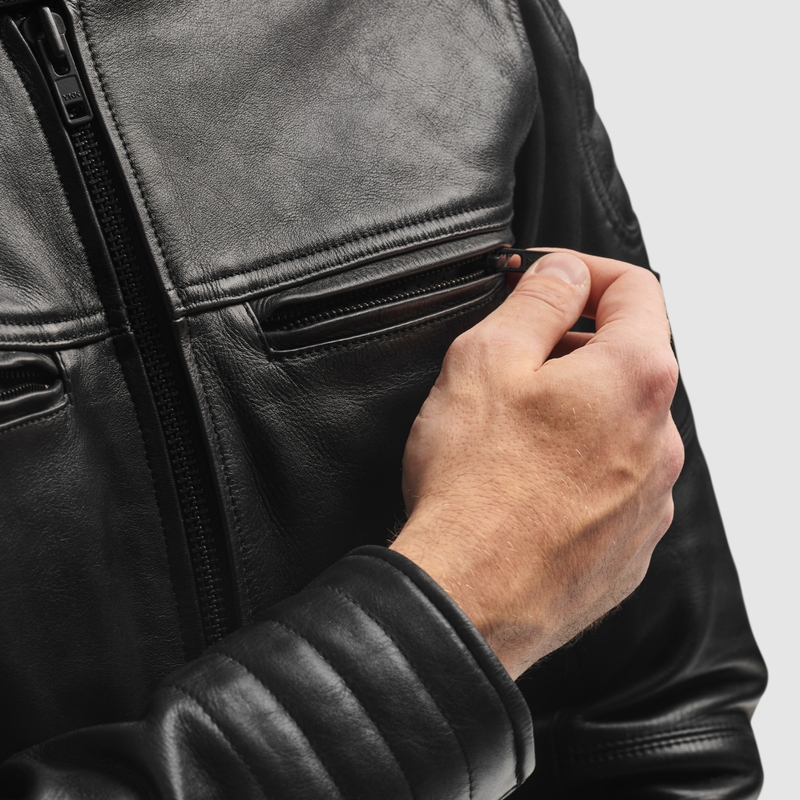 Kožená bunda na motorku Rebelhorn Hunter II černá