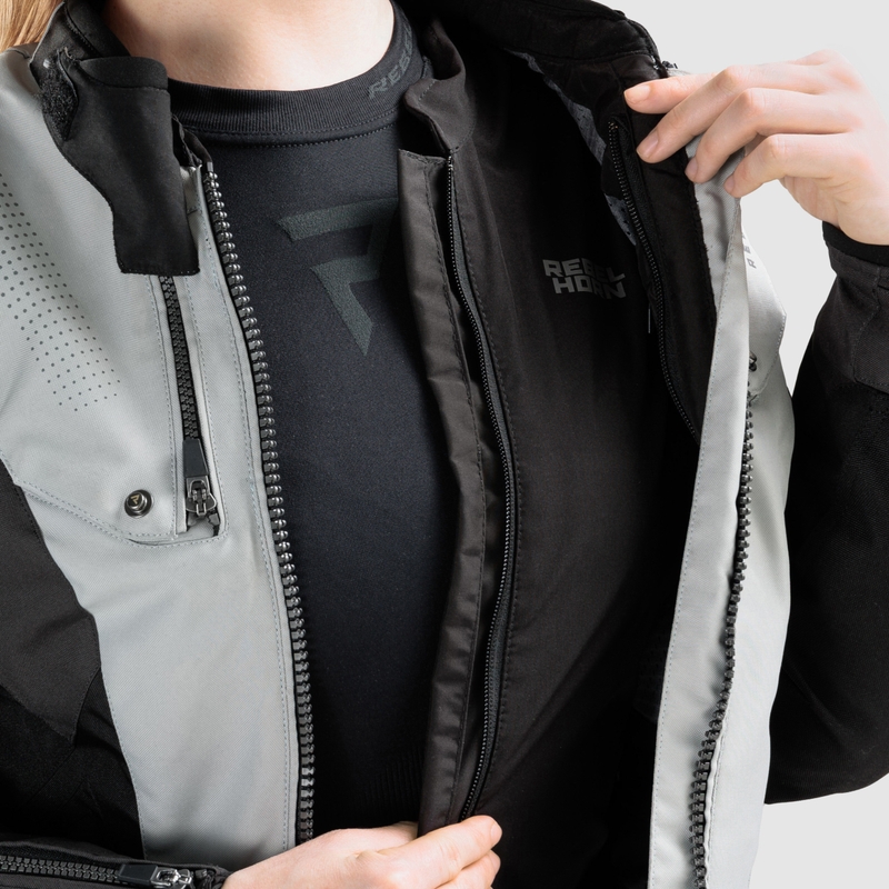 Dámská bunda na motorku Rebelhorn Hiker IV černo-šedo-fluo žlutá