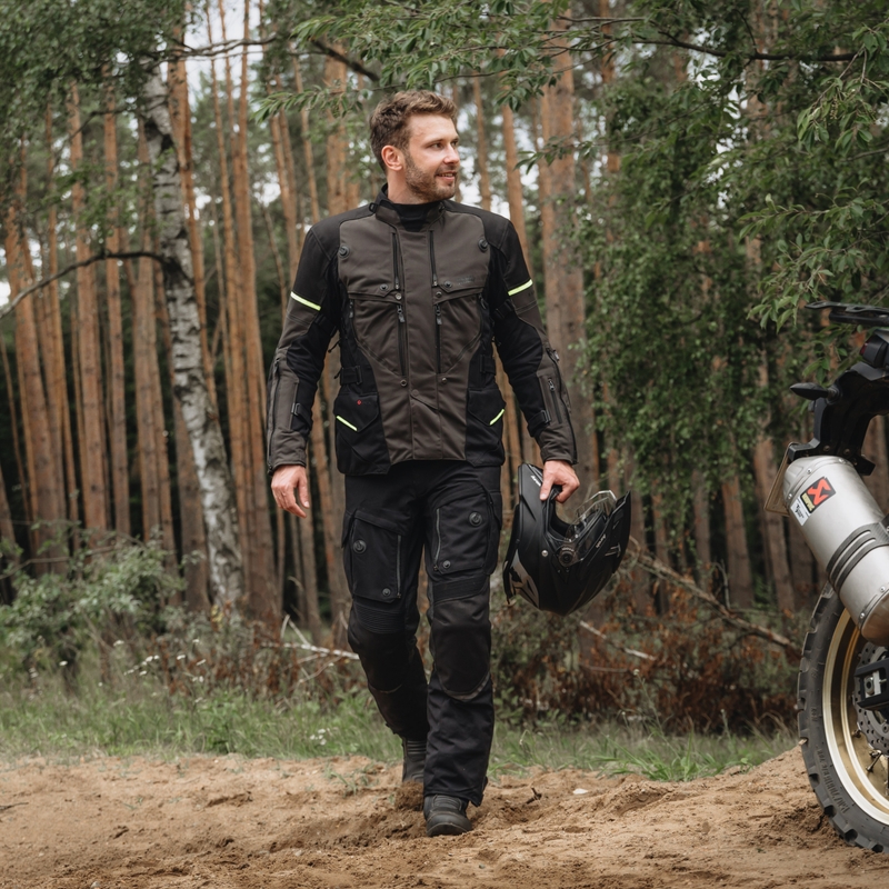 Bunda na motorku Rebelhorn Range antracitovo-černo-fluo žlutá