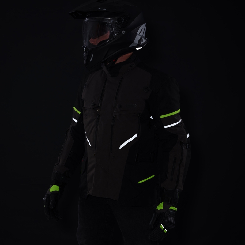 Bunda na motorku Rebelhorn Range antracitovo-černo-fluo žlutá