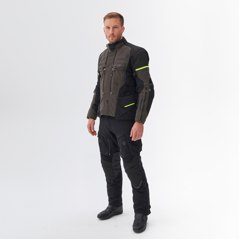 Bunda na motorku Rebelhorn Range antracitovo-černo-fluo žlutá