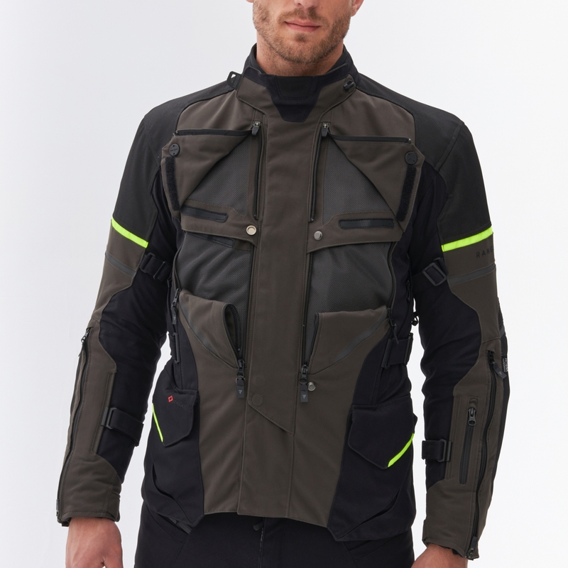 Bunda na motorku Rebelhorn Range antracitovo-černo-fluo žlutá