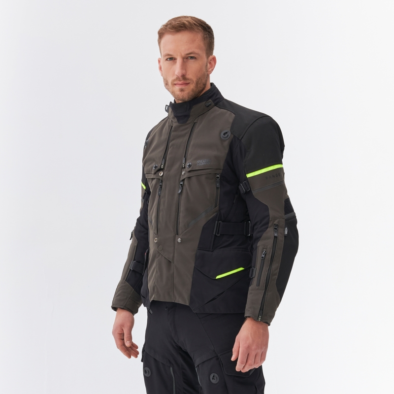 Bunda na motorku Rebelhorn Range antracitovo-černo-fluo žlutá