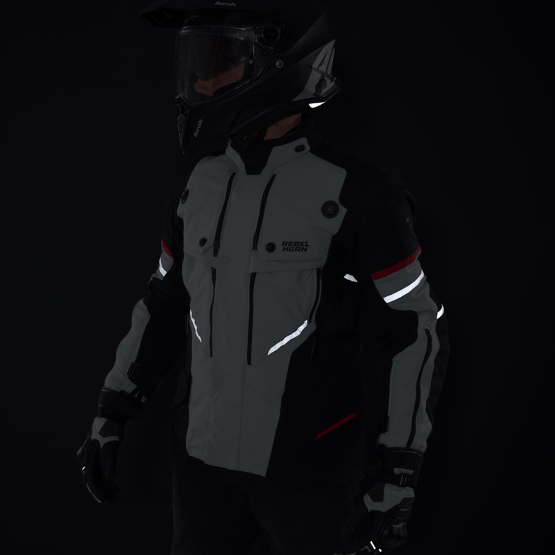 Bunda na motorku Rebelhorn Range šedo-černo-červená