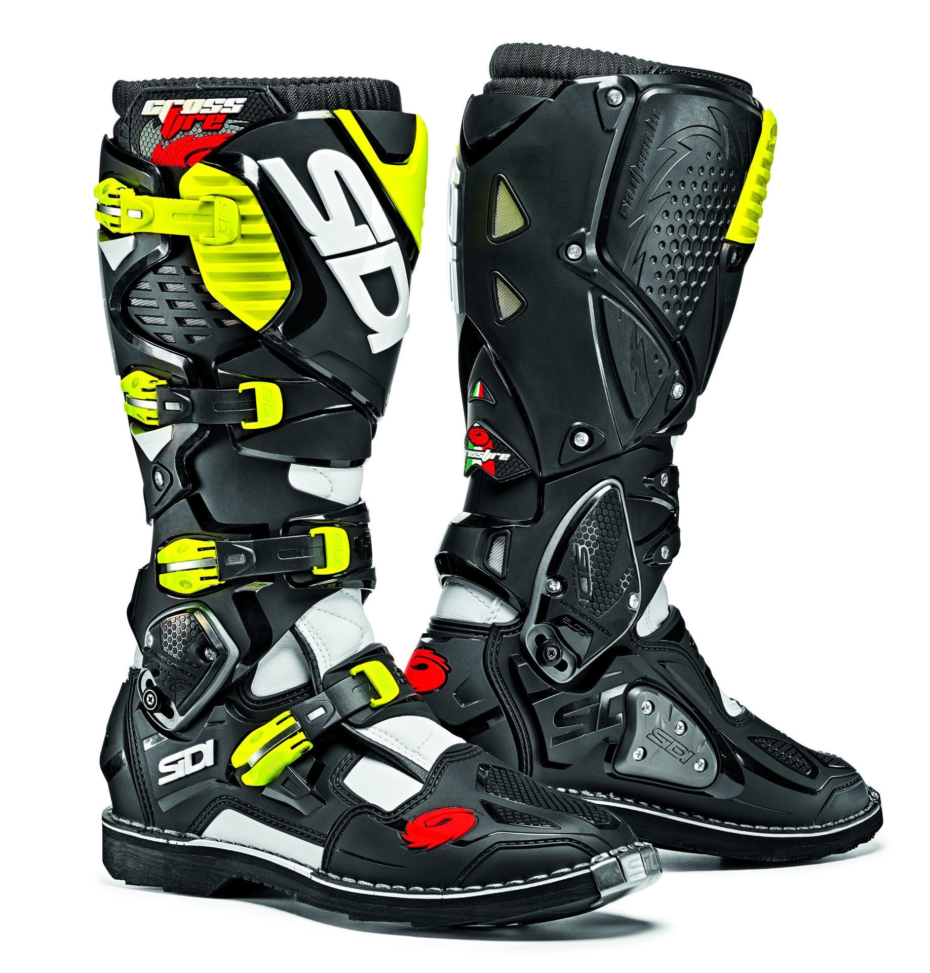 Boty na motorku SIDI CROSSFIRE 3 bílo-černo-fluo žluté Velikost: 42