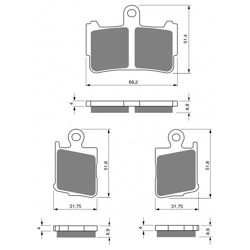 Brzdové destičky GOLDFREN S33 STREET FRONT (1 set = 2pcs small/large)