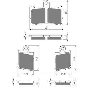 Brzdové destičky GOLDFREN 298 S3 (1 set = 2pcs small/large)