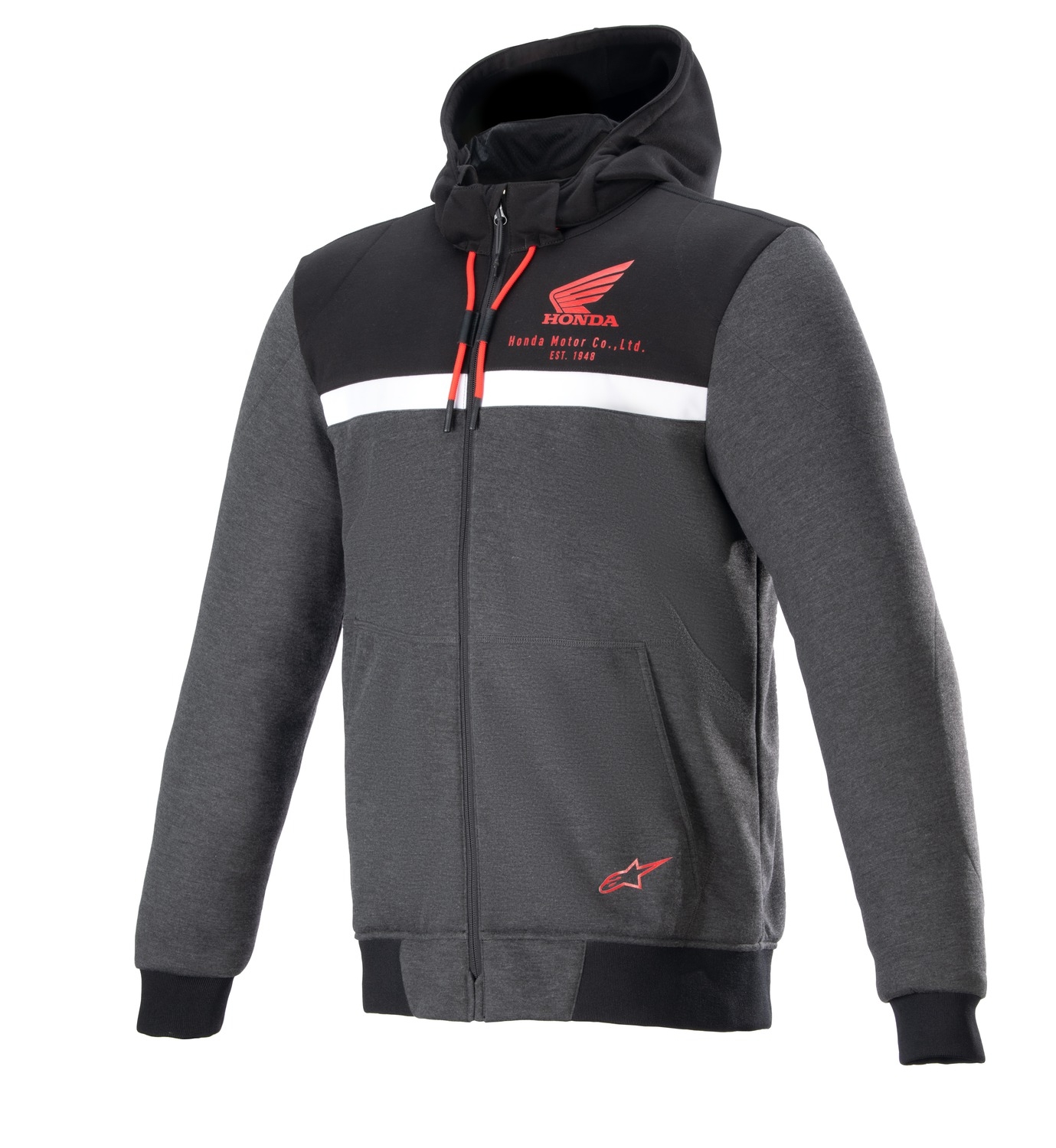 Bunda na motorku Alpinestars Chrome Street Hoodie Honda kolekce 2024 černo-šedo-červená Velikost: M